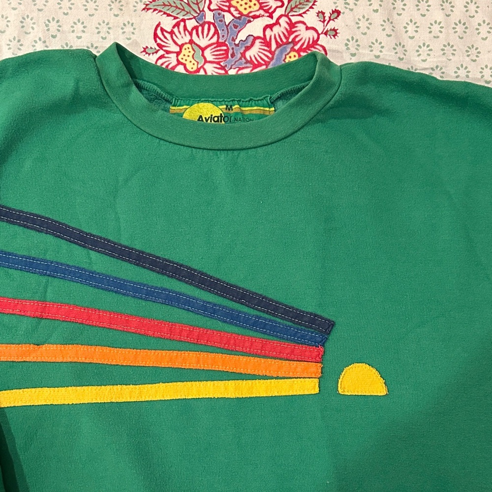 Aviator Nation Daydream relaxed crew sweatshirt in Green unisex M - Picture 5 of 14